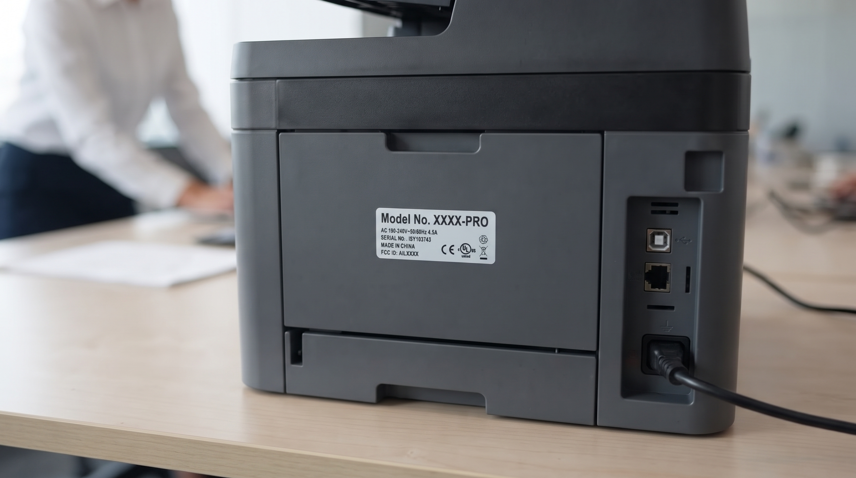 Where to find your printer model number Close-up showing where a printer's model number can be found